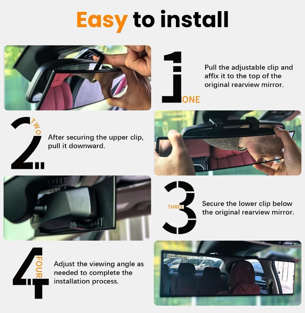 Panoramic Rear View Car Mirror 12 Inch